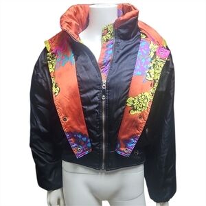 OBERMEYER | Vintage 80s Cropped Ski Jacket Neon Baroque Après Ski in Size US 8